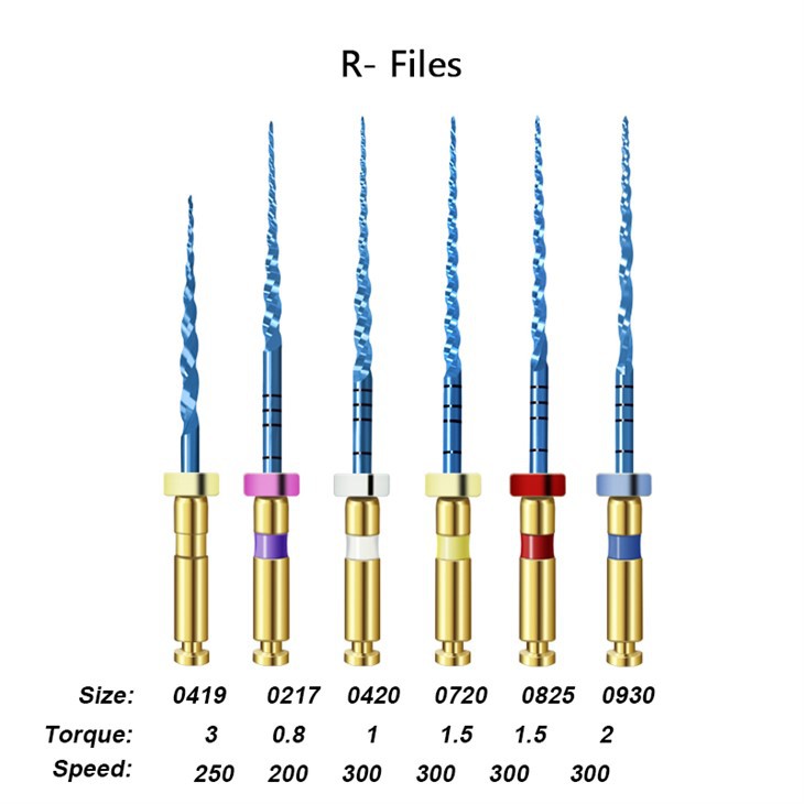 R-Files Heat Activation Blue Engine Use NiTi SX-F3 - 25 mm, Protaper Sequence Assorted Kit SX-S1-S2-F1-F2-F3