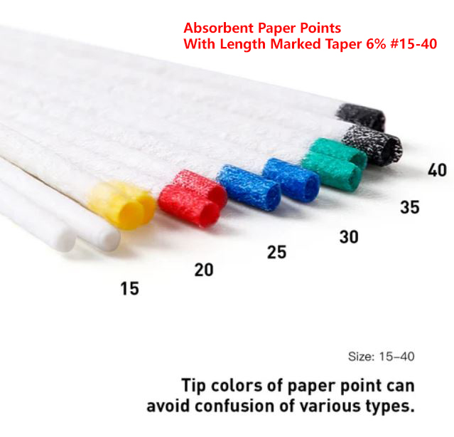 Absorbent Paper Points With Length Marked Taper 6% #15-40