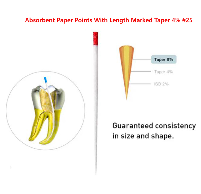 Absorbent Paper Points With Length Marked Taper 4% #25