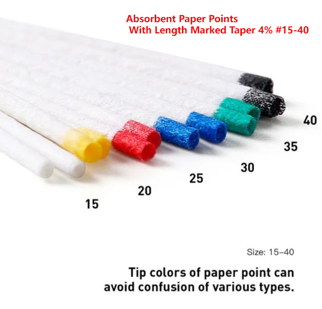 Absorbent Paper Points With Length Marked Taper 4% #15-40