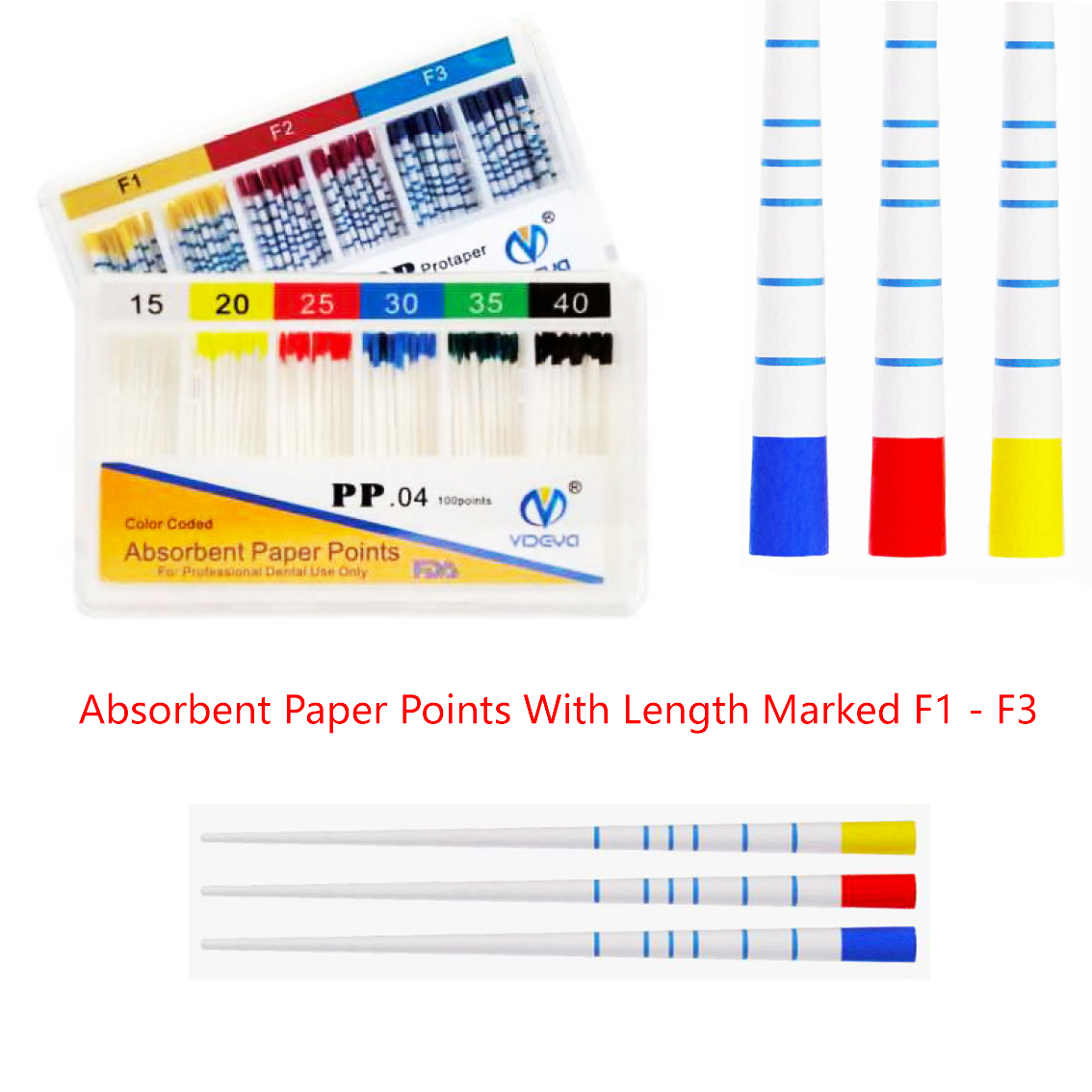 Absorbent Paper Points With Length Marked F1 - F3