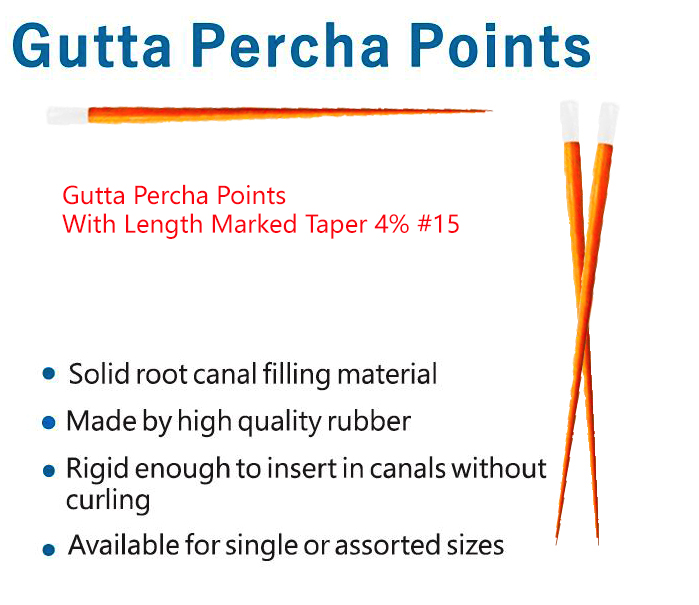 Gutta Percha Points With Length Marked Taper 4% #15