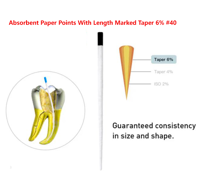 Absorbent Paper Points With Length Marked Taper 6% #40