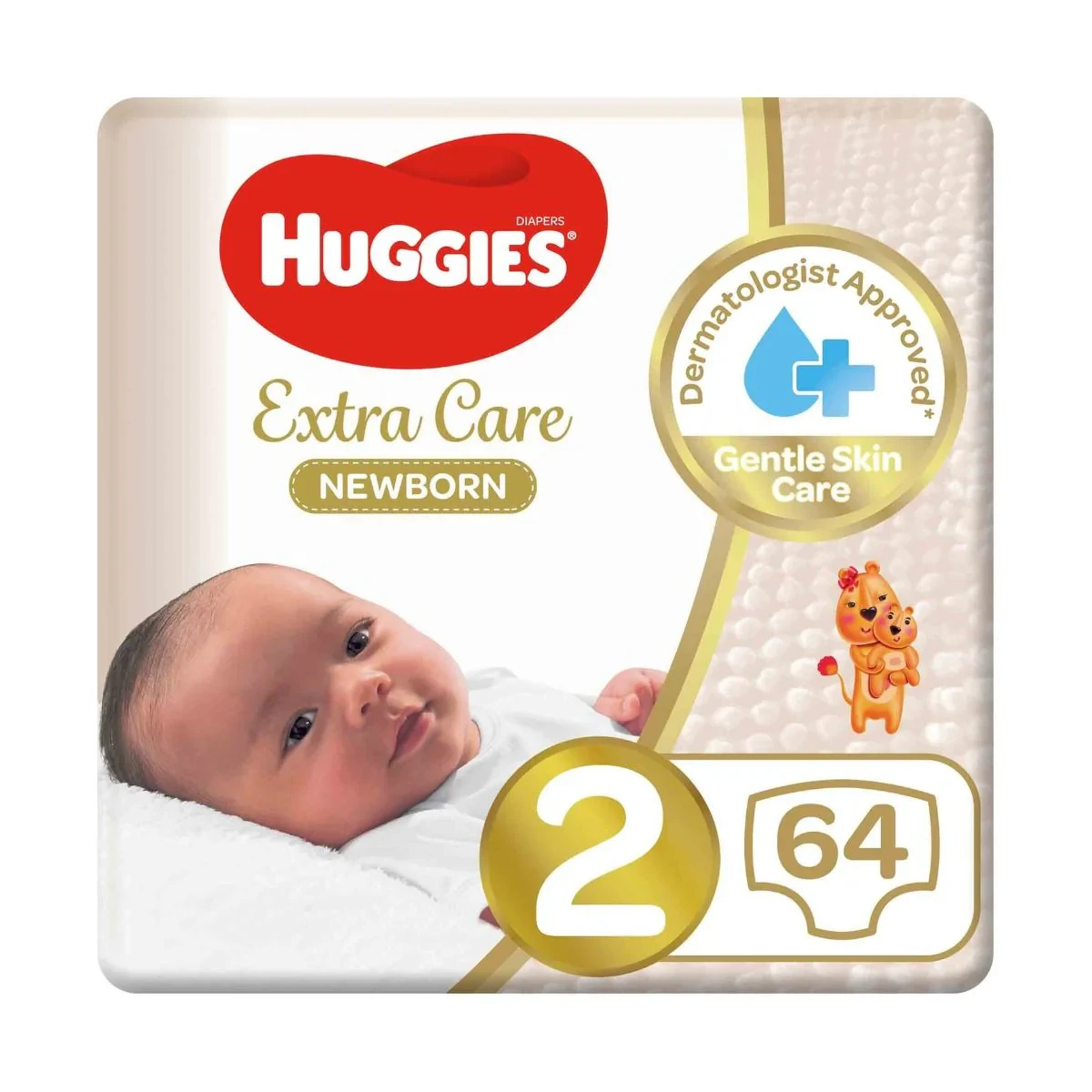 Huggies Extra Care Newborn Size 2 (4-6 kg) Jumbo 64 Pieces