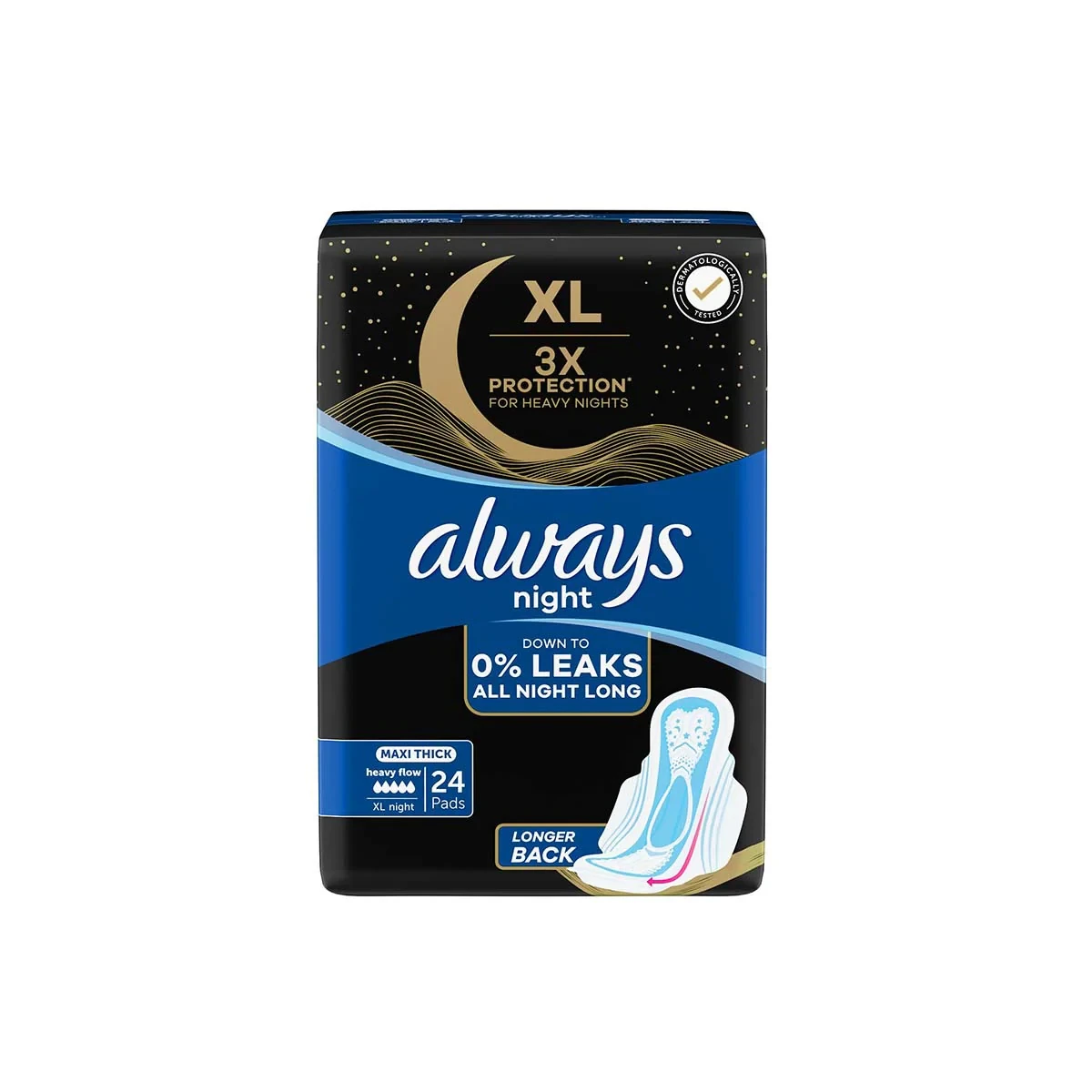 Always Sanitary Pads Maxi Thick Night 24 Count