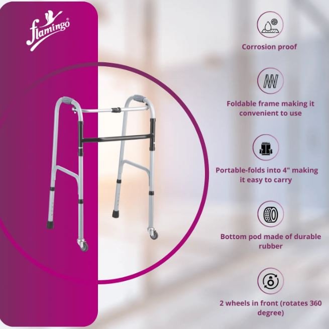 Flamingo Walker with Castor (360 degree rotating wheels)            