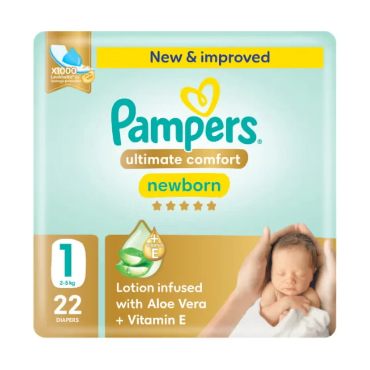 Pampers Diapers Premium Care Taped Size 1 (2-5kg) 22 Pieces