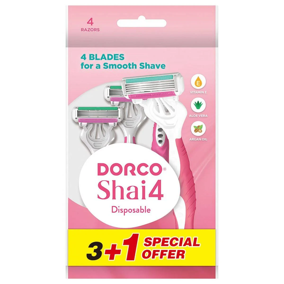 Dorco Razor Disposable Shai 4 Women 3+1 Count