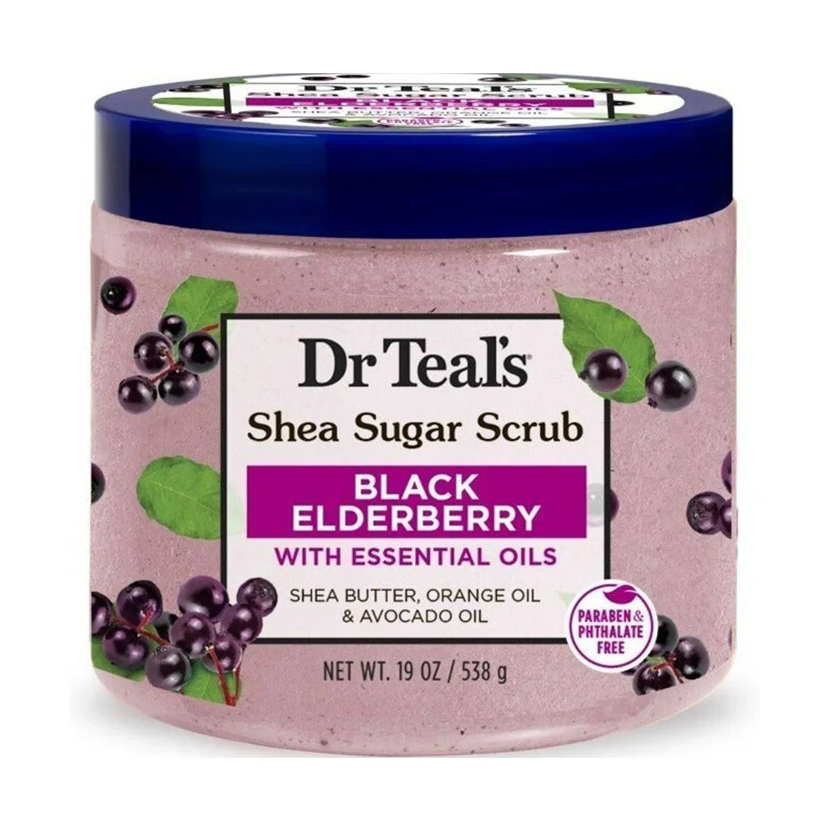 Dr Teals Shea Sugar Scrub Black Elderberry 538g