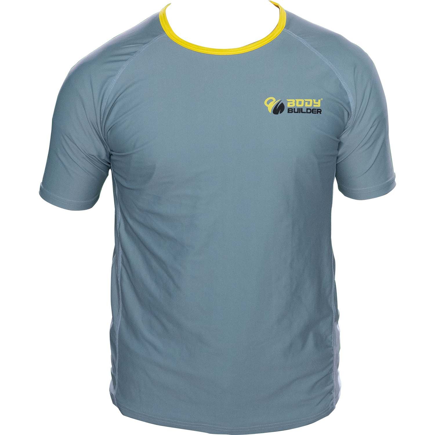 BODY BUILDER T SHIRT GREY & YELLOW L