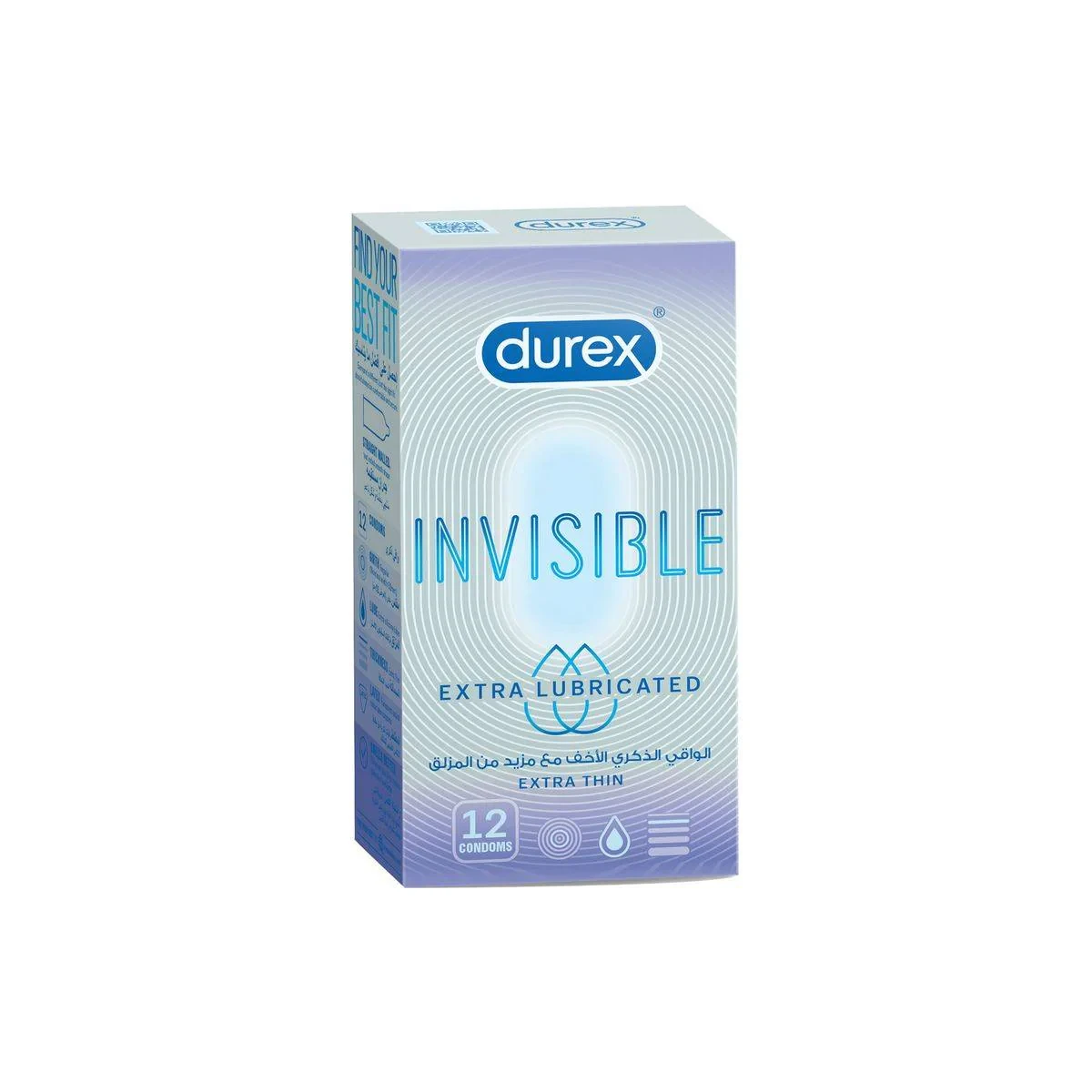 Durex Condoms Invisible Extra Thin Extra Lubricrated 12 Pack