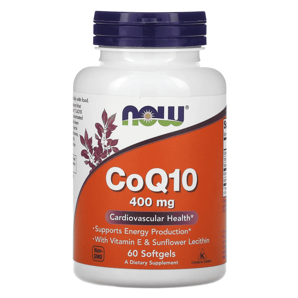 Now CoQ10 400mg + Vitamin E + Sunflower Lecithin 60 Softgels