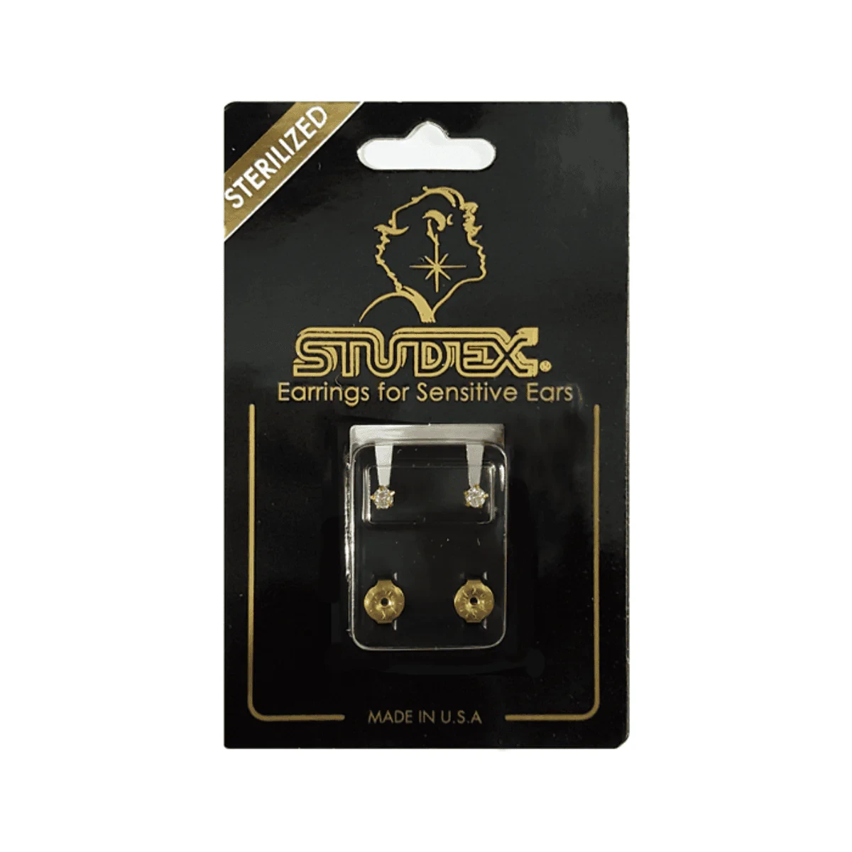 Studex Gold Plated Regular Tiffany Cubic Zirconia Card Deluxe