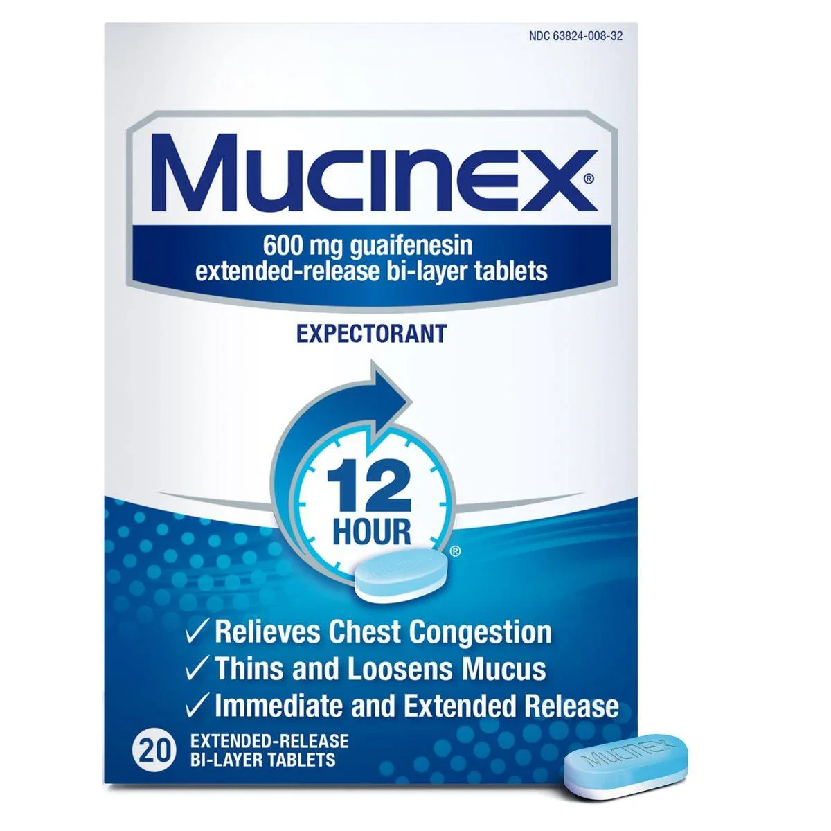 Mucinex 600mg Expectorant 20 Tablets