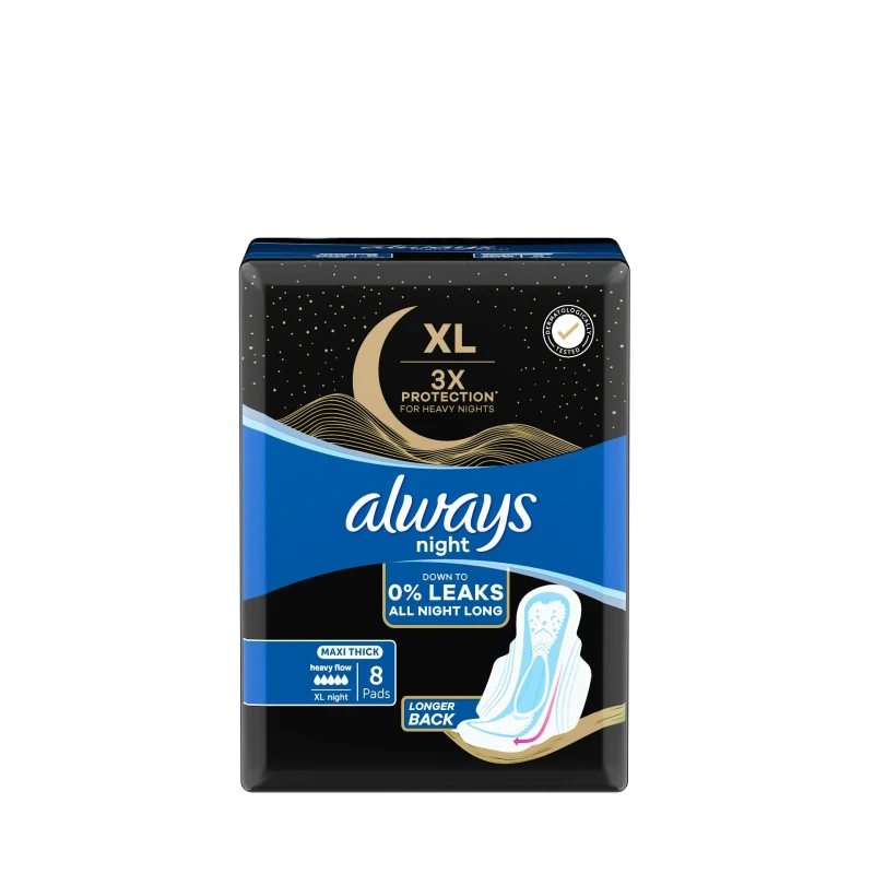 Always Sanitary Pads Maxi Thick Night 8 Count