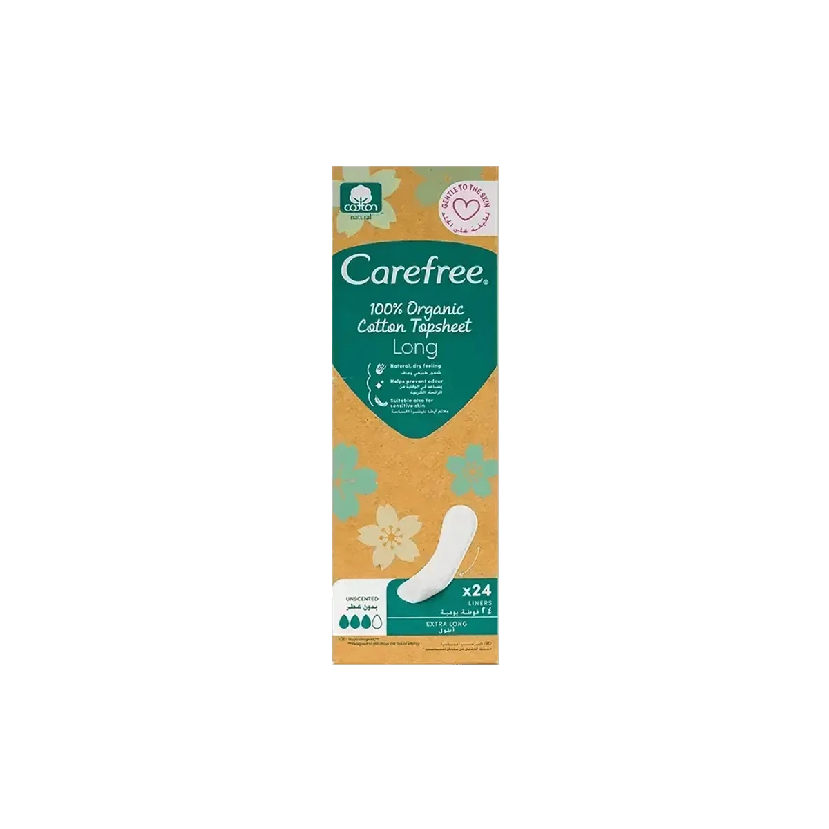 Carefree Organic Cotton Liners Long 24 Pieces