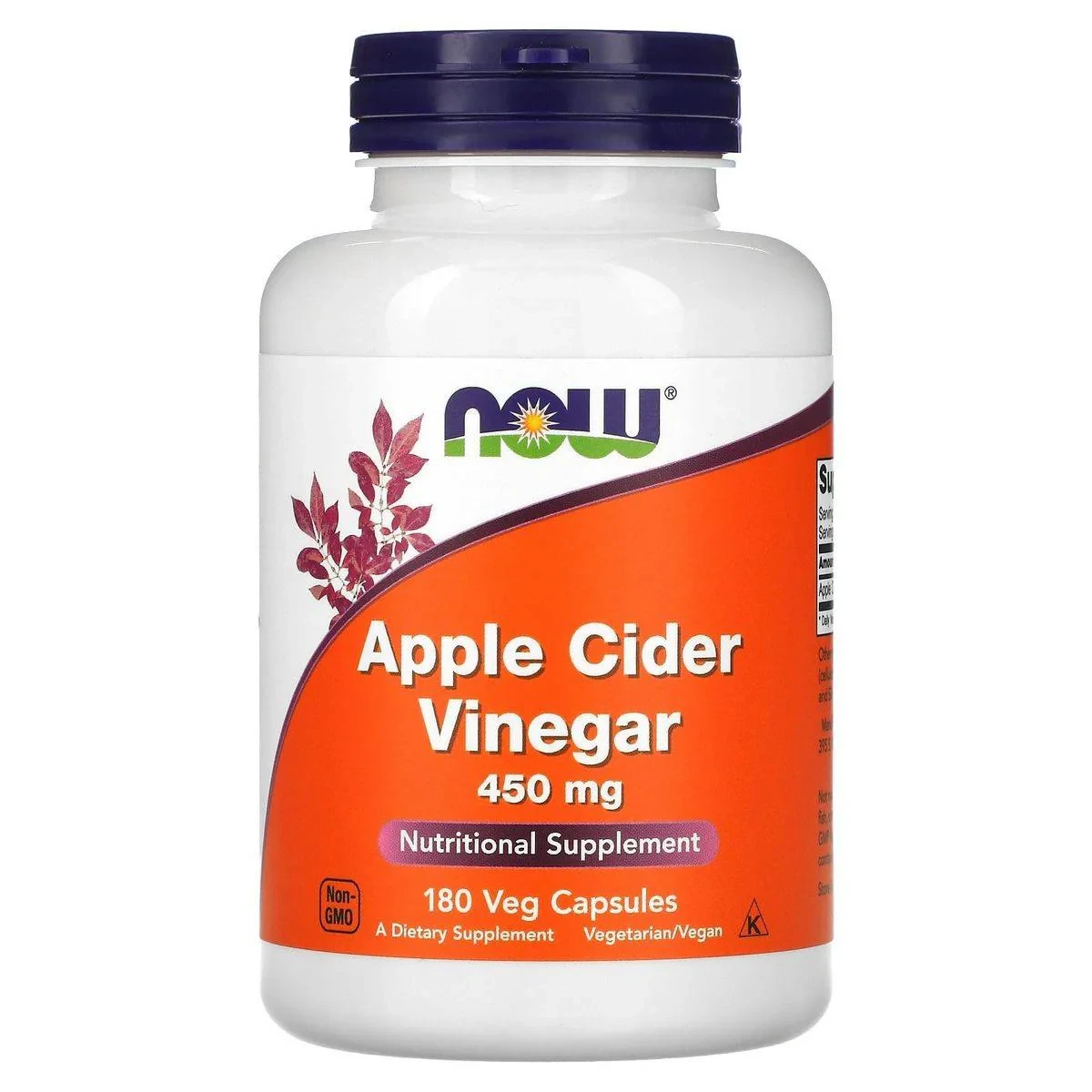 Now Apple Cider Vinegar 450mg 180 VegeCapsules