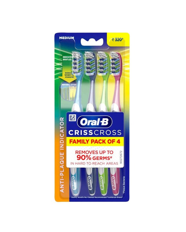 Oral B Toothbrush Criss Cross Medium 4 Pieces