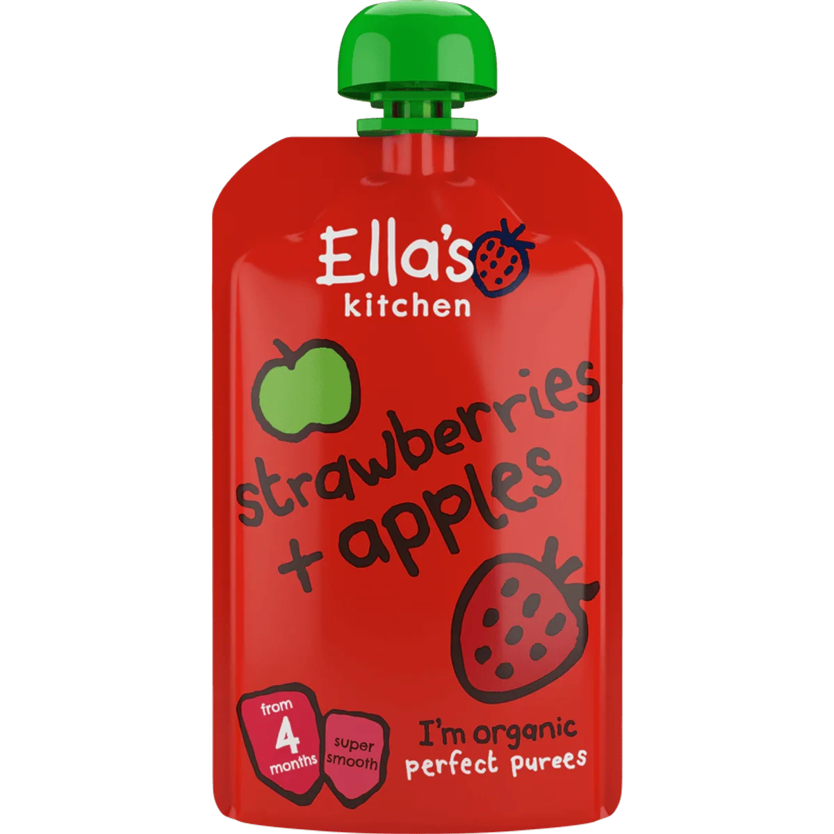 Ellas Kitchen Organic Puree 4+ Months Strawberries + Apples 120g
