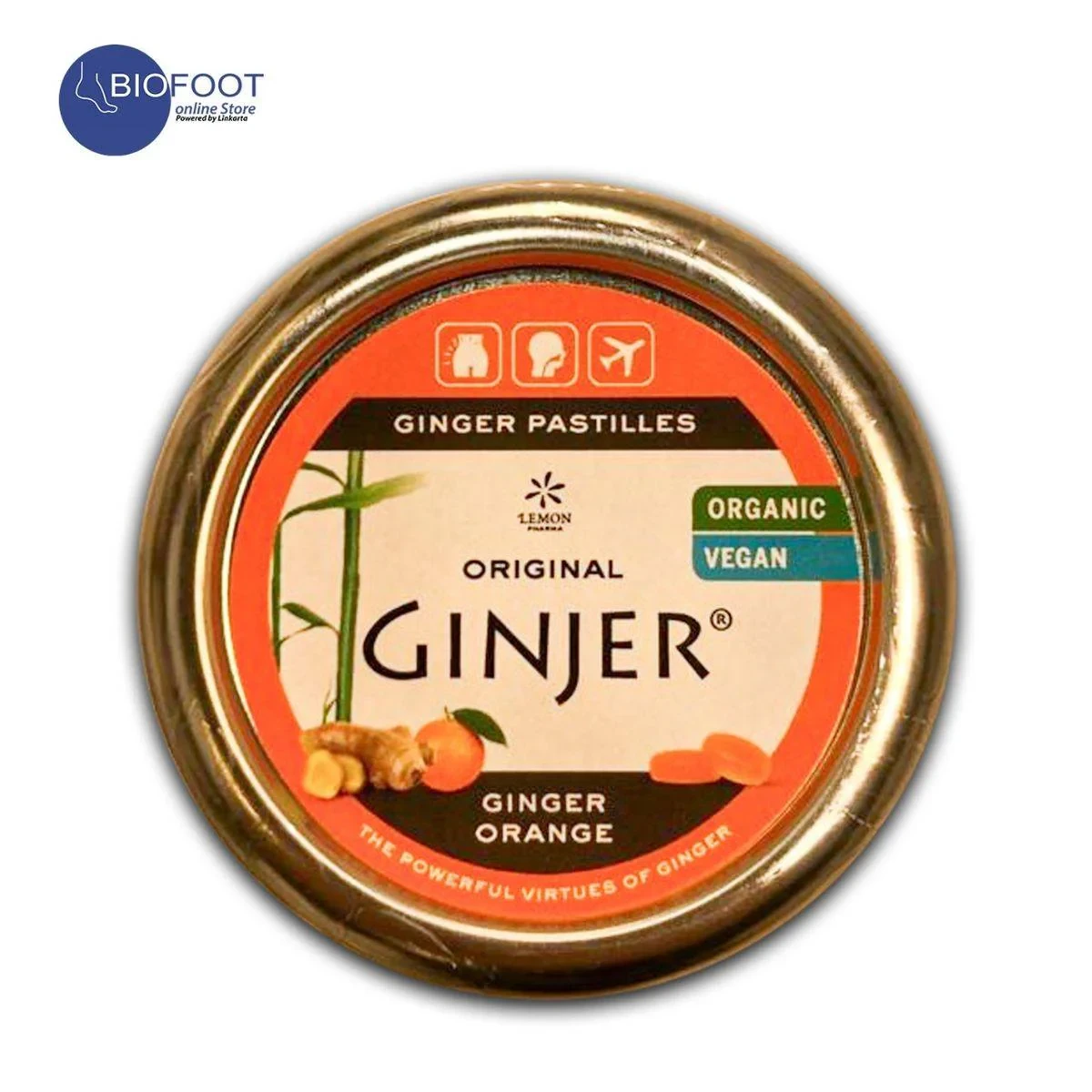 Ginjer Organic Ginger Pastilles Orange 40g
