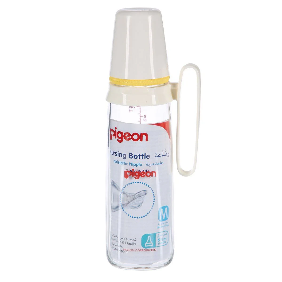 Pigeon Glass Feeding Bottle With Handle 240ml