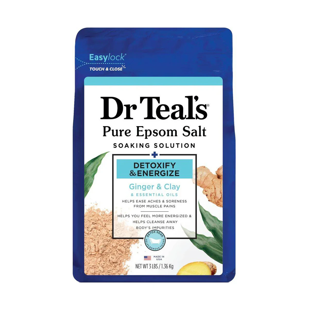 Dr Teals Pure Epsom Salt Soaking Solution Detoxify & Energize 1.36kg