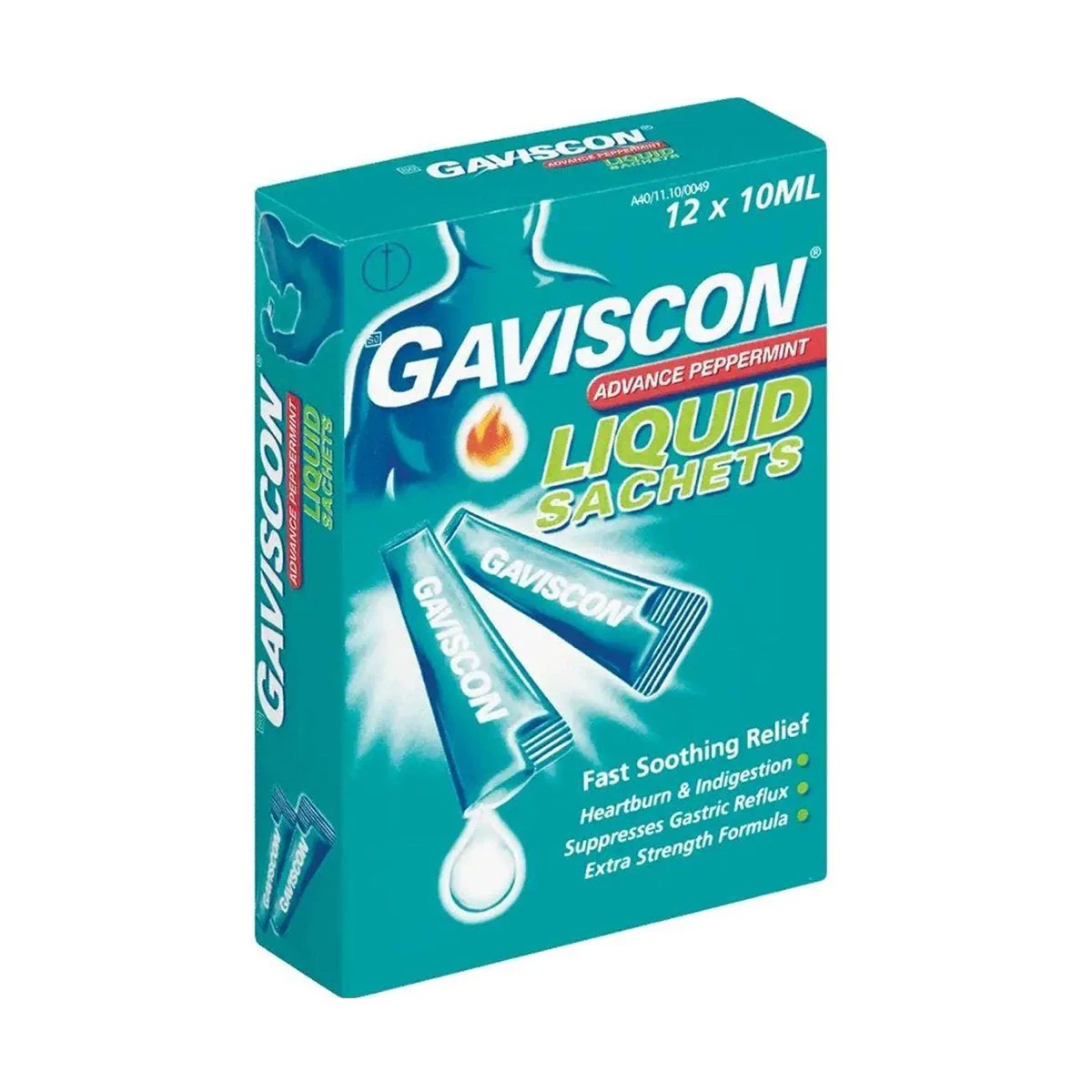 Gaviscon Advance Liquid Peppermint 10ml 12 Sachets