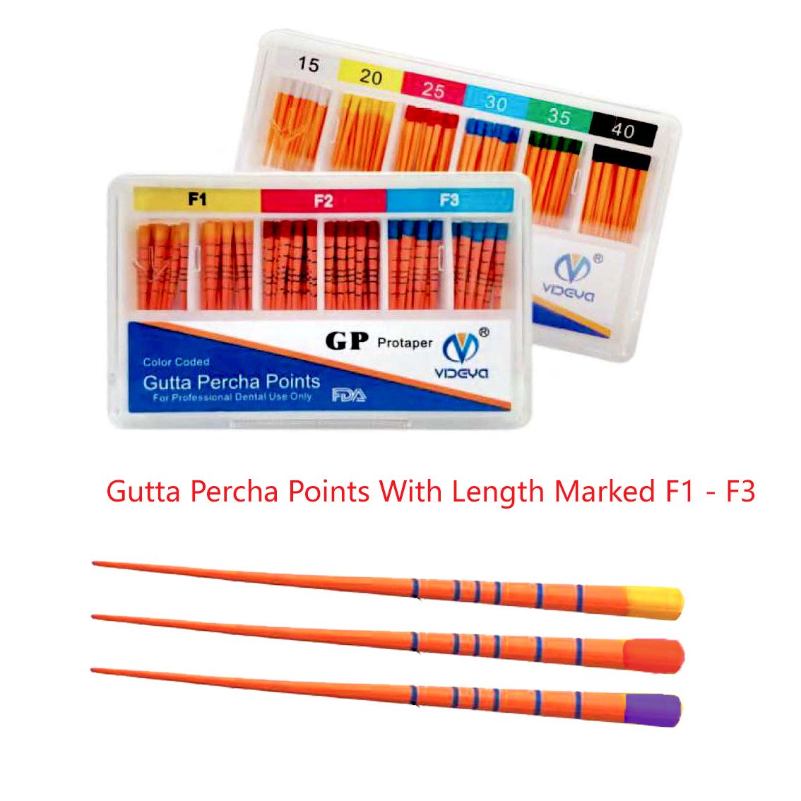 Gutta Percha Points With Length Marked F1 - F3