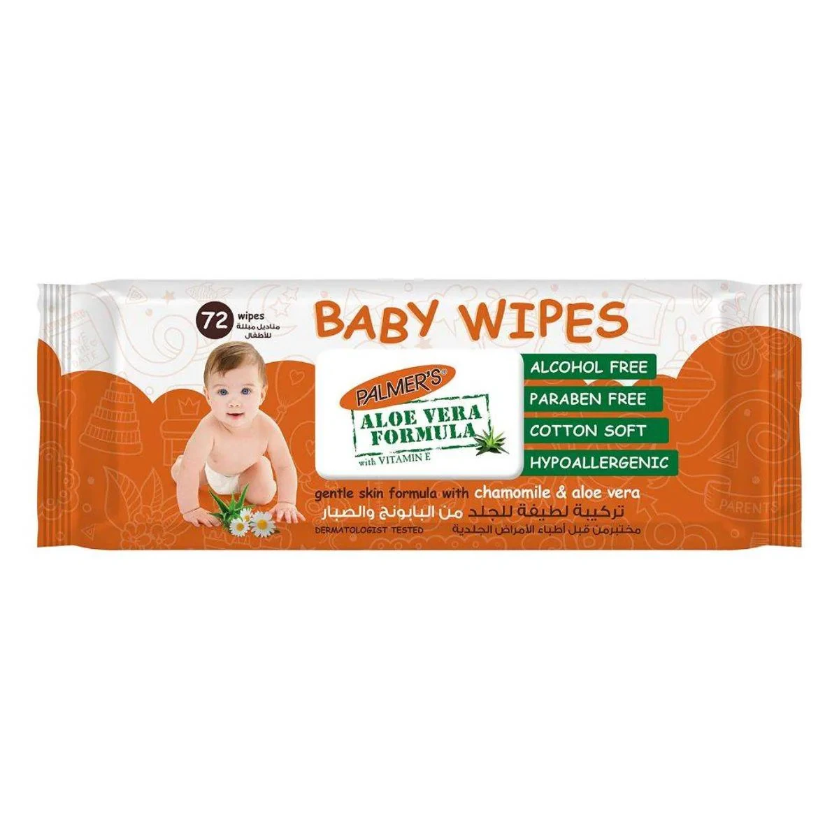 Palmers Aloe Vera Formula With Vitamin E Baby Wipes Flow 72 Packs