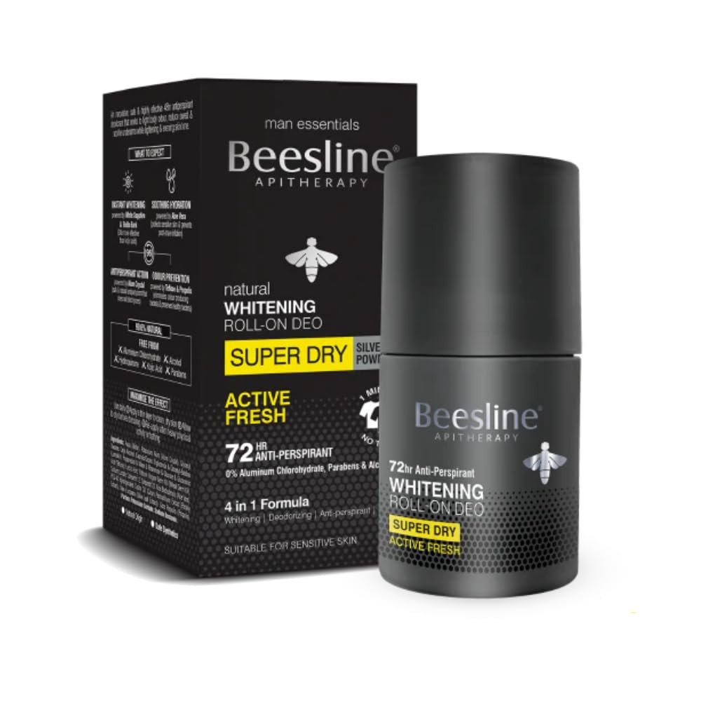 Beesline Deodorant Roll On Whitening Super Dry Active Fresh 50ml