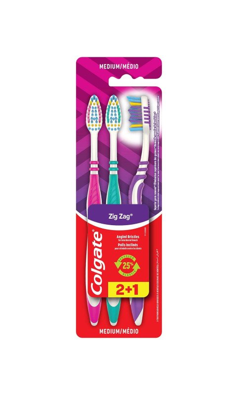 Colgate Toothbrush Zigzag Medium 3 Pieces