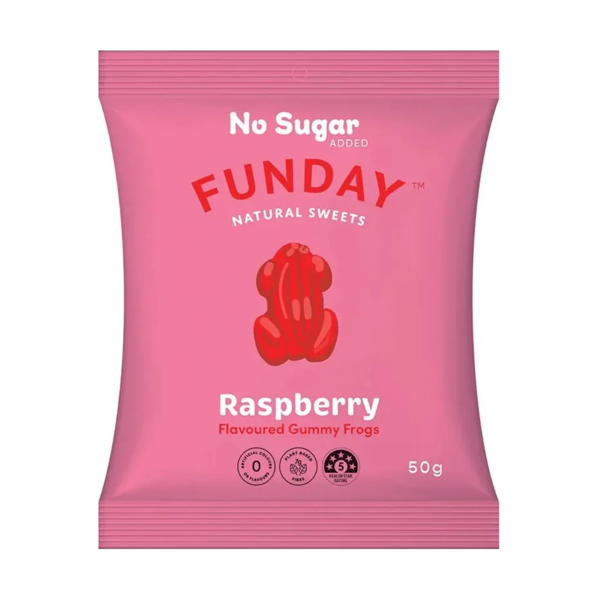Funday Gummy Raspberry Flavoured Frogs 50g