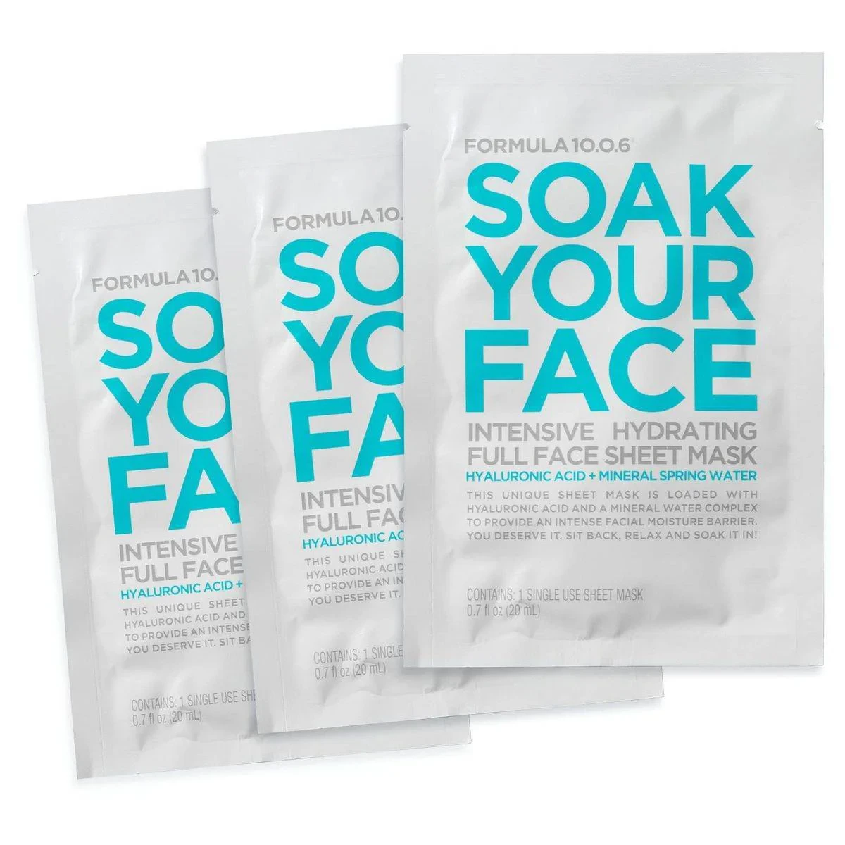 Formula 10.0.6 Soak Your Face Hydrating Sheet Mask 3 Packs