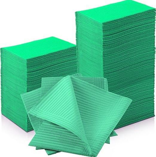 Patient Bibs, 2 Ply Paper + 1 Ply Poly, 6.5 gram, Green