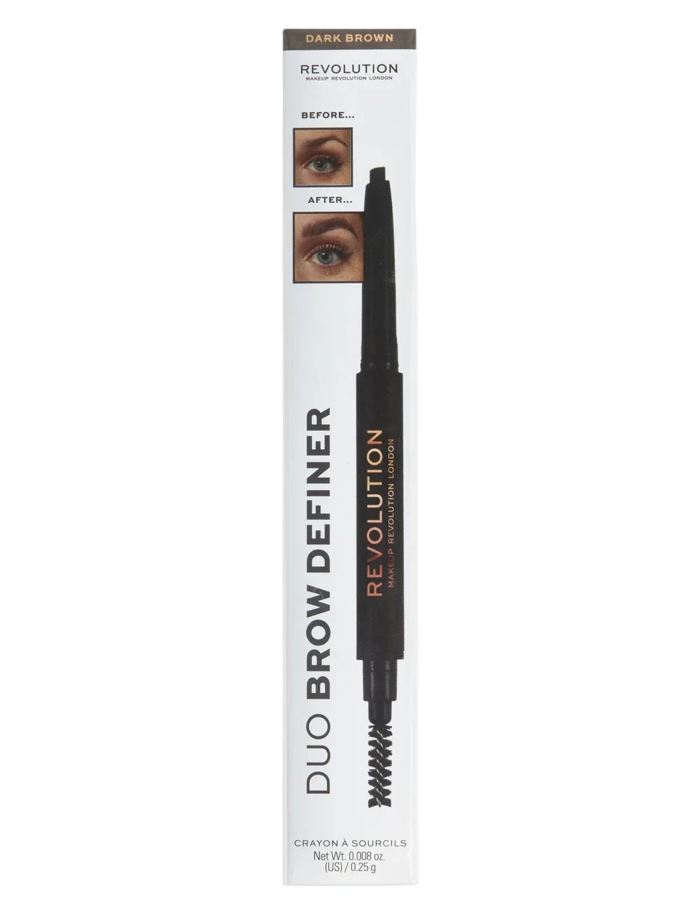 Revolution Makeup Duo Brow Definer Pencil Dark Brown 0.25g