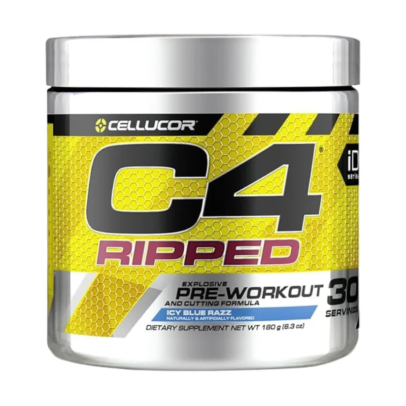 Cellucor C4 Ripped Pre Workout Powder Icy Blue Razz 30 Serves 180g