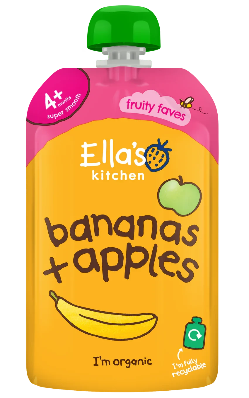 Ellas Kitchen Organic Puree 4+ Months Organic Puree Apples + Bananas 120g