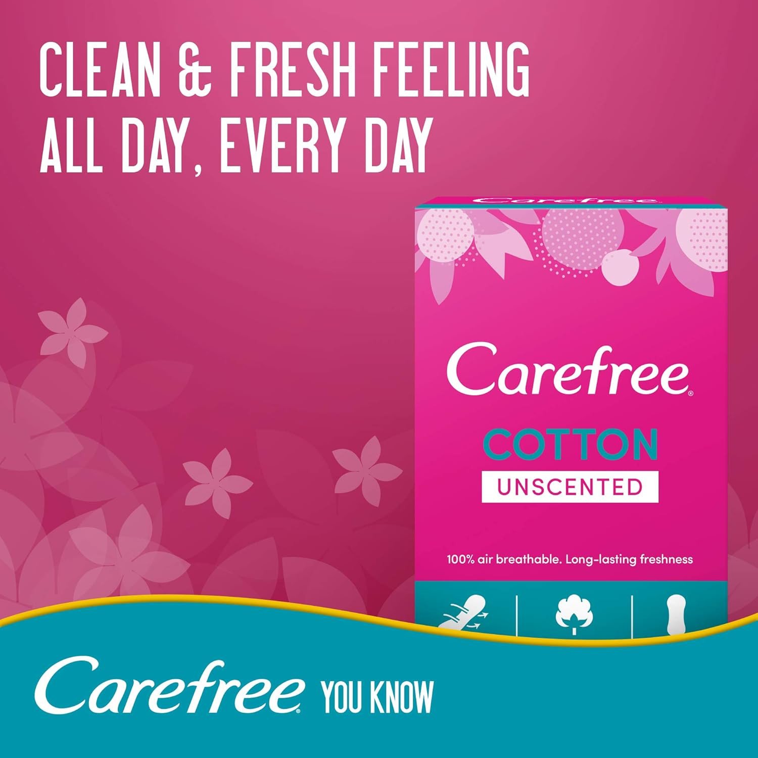 Carefree Daily Panty Liners Cotton Unscented 30 Pieces